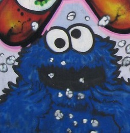 Cookie monster with crazy googly eyes